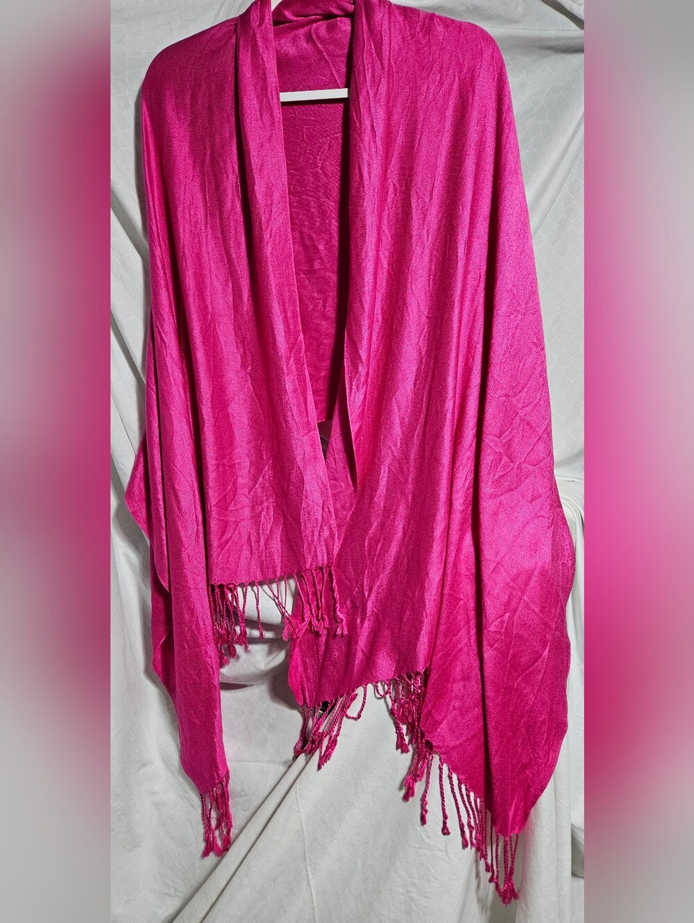 NWT* PASHMINA 100% Cashmere Chic Oversized Scarf Wrap Shawl Fringe Pink (Mbx)